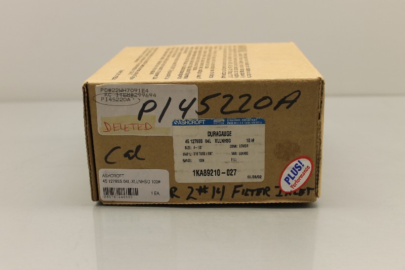 ASHCROFT 45 1279SS 04L XLLNHSG 100# NSFB – PRESSURE GAUGE CONNECTION SIZE: 1/2″