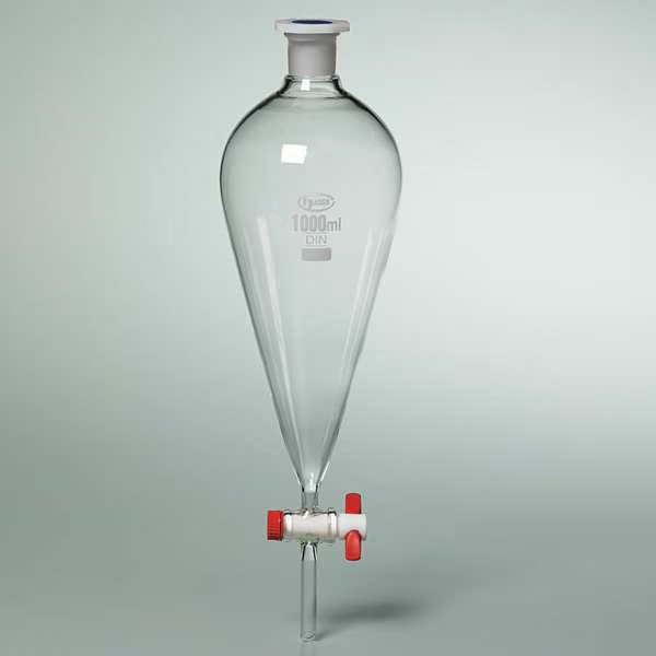 Zoro Select 3KWT2 Separatory Funnel, 1000 mL