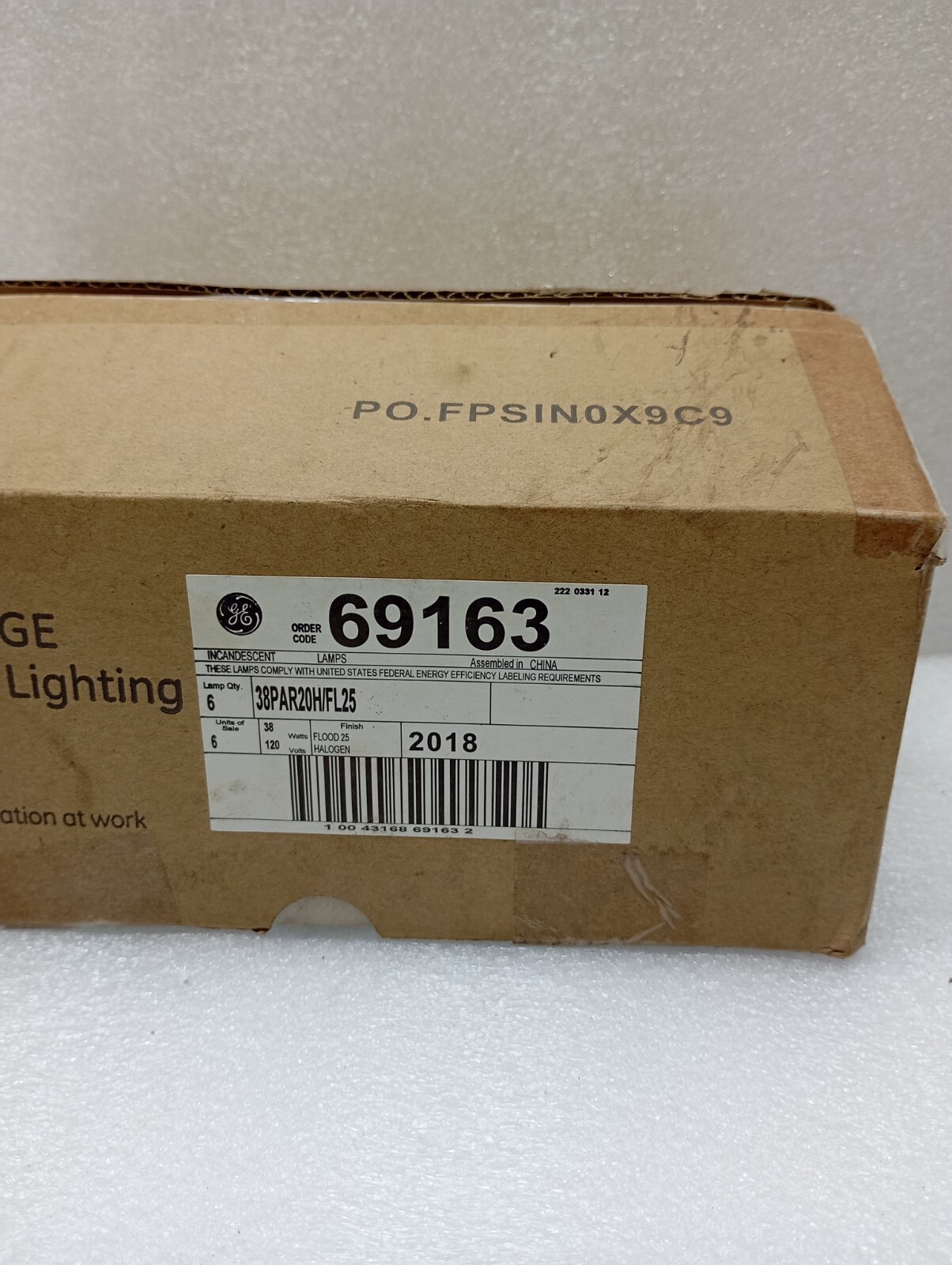 GENERAL ELECTRIC INCANDESCENT PAR LAMP 38PAR20H/FL25(LOT OF 6PC) HALOGEN SPOT/FL