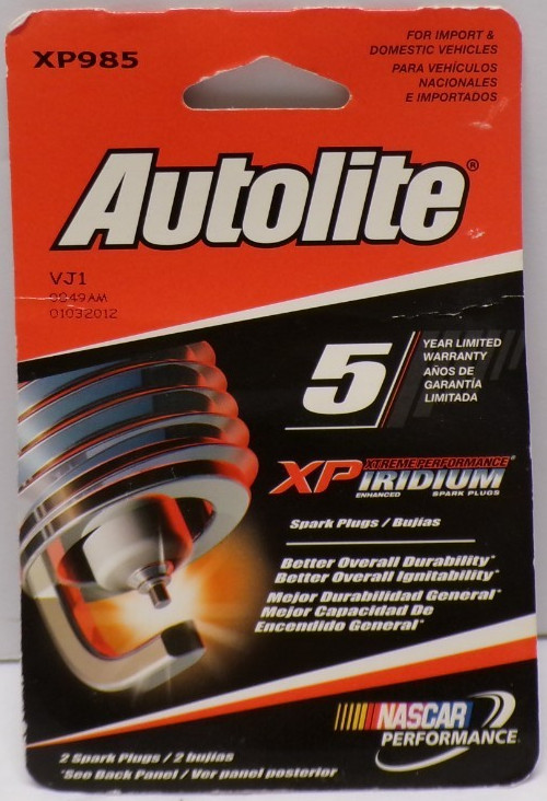 Autolite Spark Plugs XP985DP2 VJ1 01032012 Pack of 2