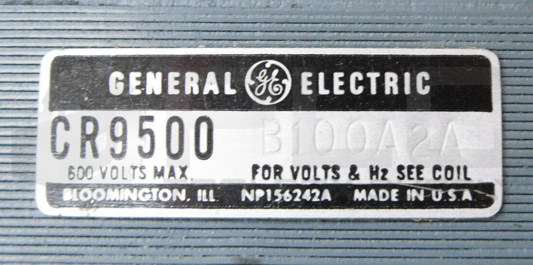 GENERAL ELECTRIC CR9500B100A2A INDUSTRIAL SOLENOID W/ 15D4G2 COIL