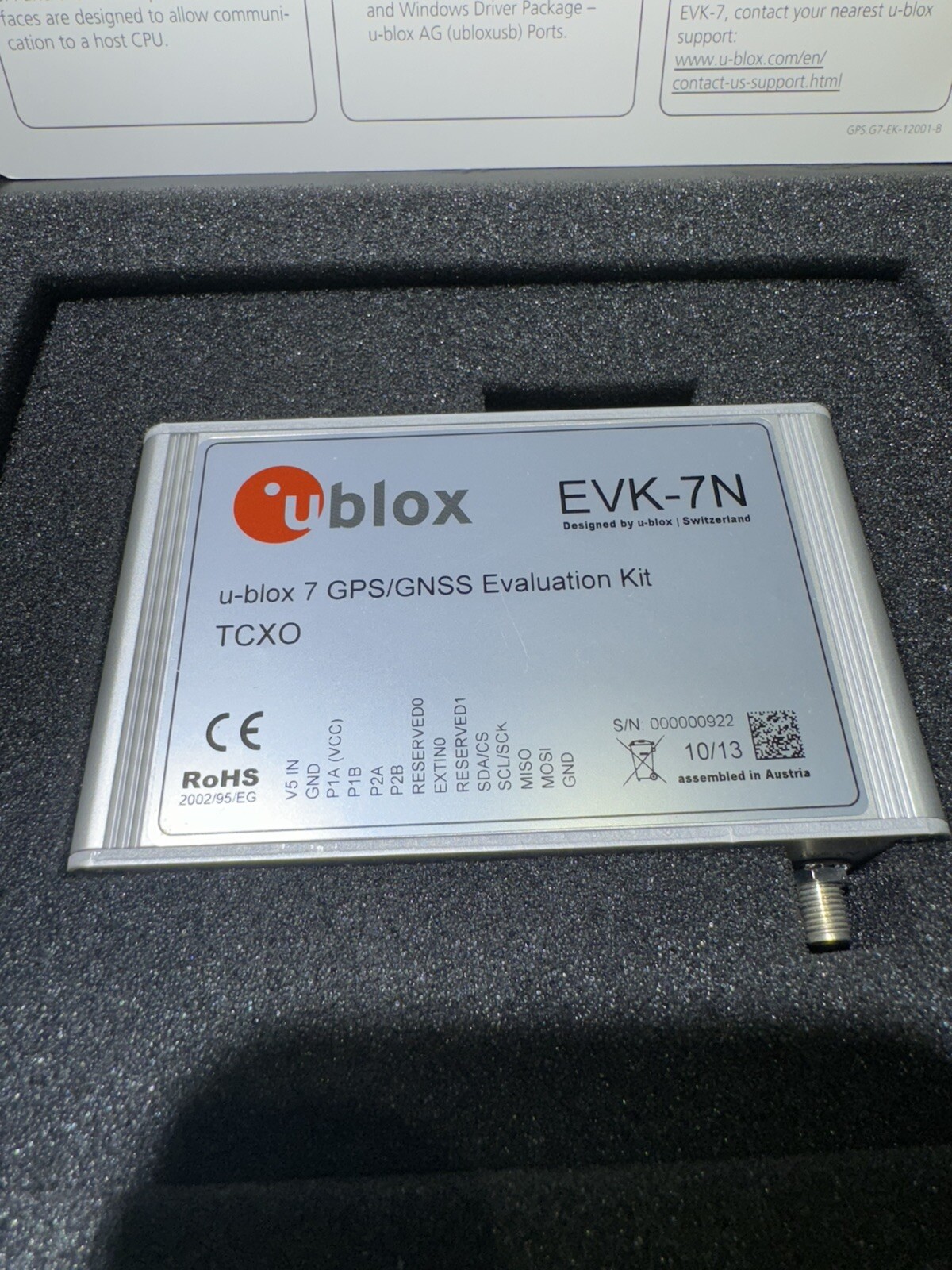 UBLOX EVK-7N EVALUATION KIT WITH EVALUTION BOARD AND GPS/GLONASS ANTENNA