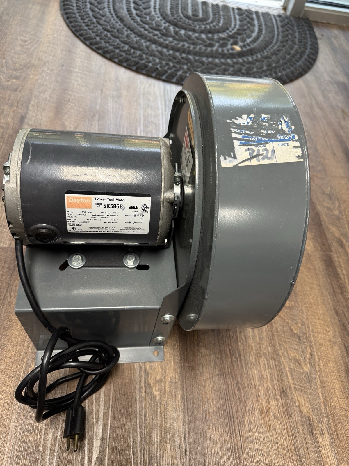 Dayton Power Tool Motor 2C820 Industrial High Pressure Blower 5K586B Motor 1/3Hp