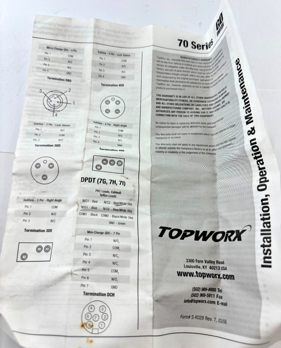 TopWorx 73M-13528-DCA Switch Box Position Monitor Industrial Control
