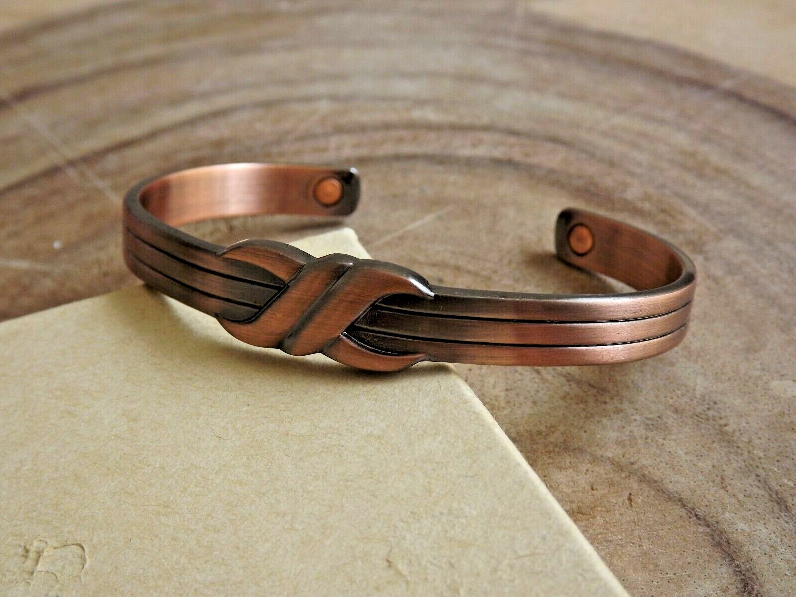 2 Pack Oxidized Pure Copper Magnetic Bracelet Arthritis Energy Cuff – Knot