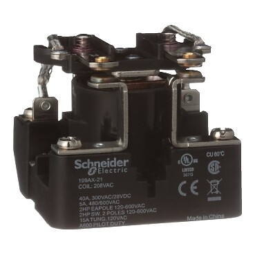 Schneider Electric-Legacy Relays 199AX-21 Power Relay – DPST-NO – 40A – 208VA…