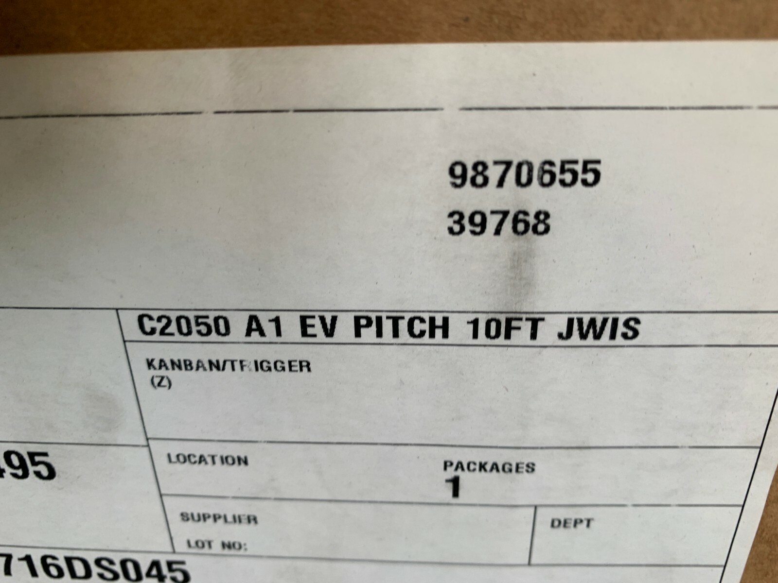 C2050-RIV-A1-EVP 10′ Coated 1-1/4″ Pitch Chain w/A1 link on one side New in Bag