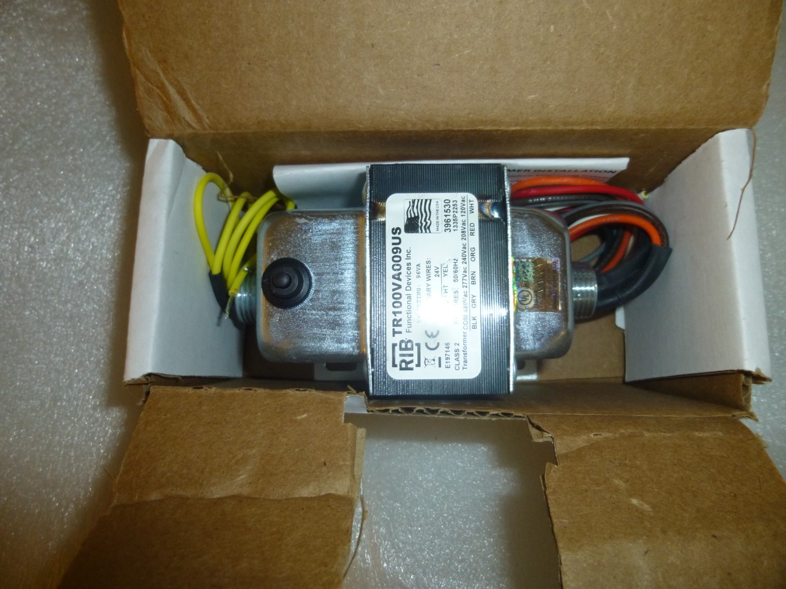 FUNCTIONAL DEVICES INC / RIB TR100VA009US Cls 2 Transformer 96VA Enclosed