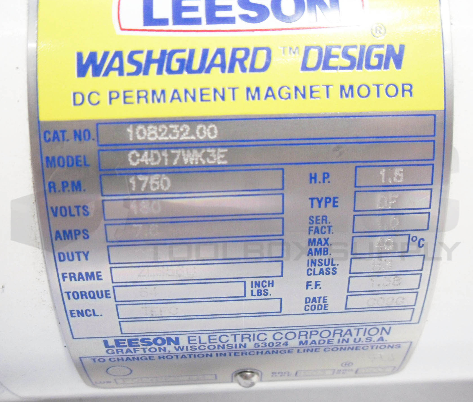 NEW LEESON 108232.00 DC MAGNET MOTOR 1.5HP 1750RPM FR: ZLS56C C4D17WK3E *READ