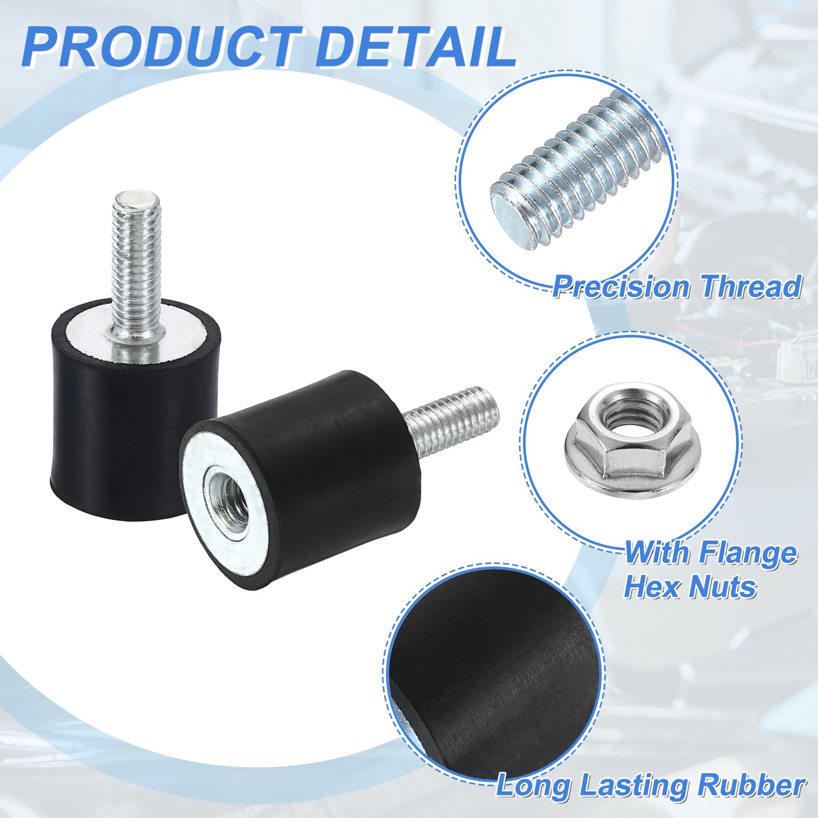 2Pcs M6x18mm Rubber Mounts, 20x20mm(DxH) Rubber Shock Absorber Mount with Nuts