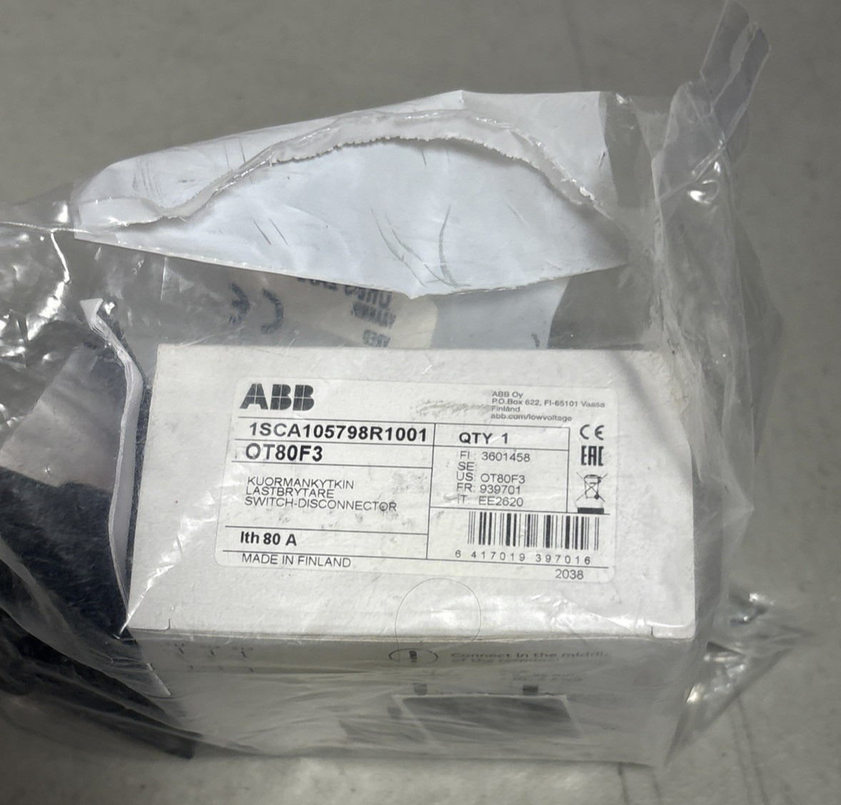 New ABB 1SCA105215R1001 OT80F3 OHBS2AJ1 Switch Disconnector w/Handle – Sealed