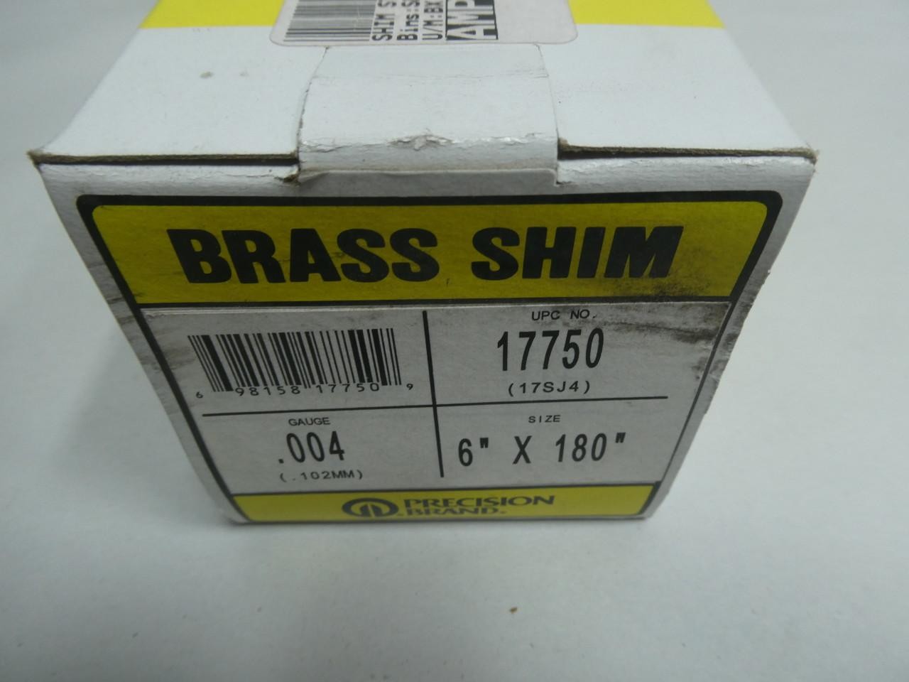 Precision 17750 Brass Shim 6in X 180in X 0.004in