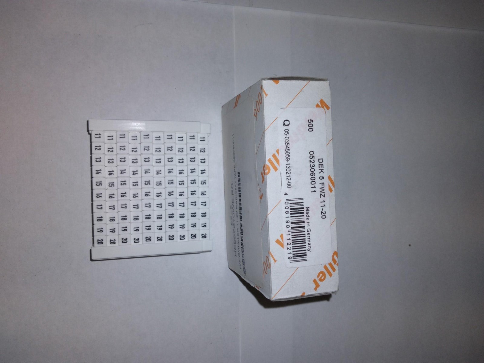 Weidmuller DEK 5 FWZ Terminal Block Marker Strip 11-20 0523060011