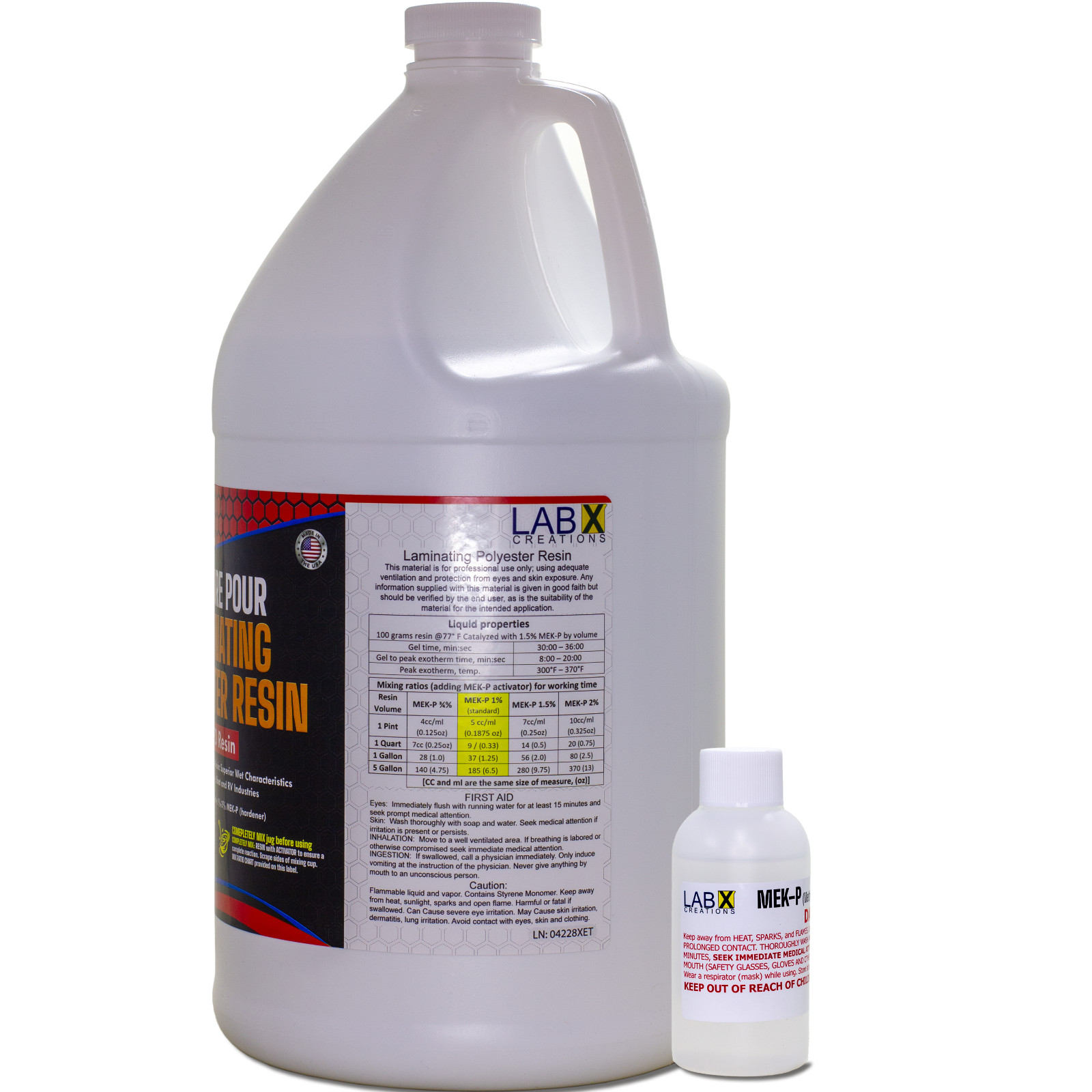 VP PREMIUM 1 Gallon POLYESTER RESIN +MEKP (Laminating fiberglass, biaxle, cloth)