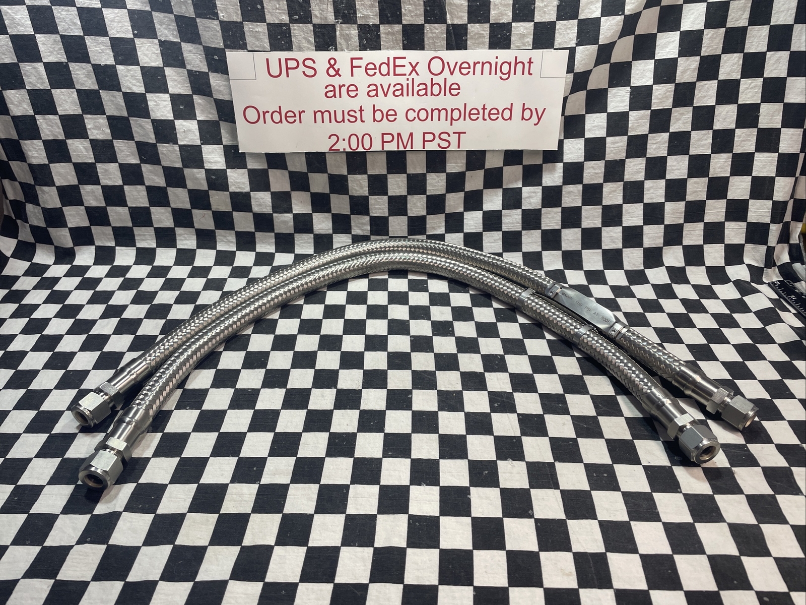 2x SWAGELOK Braided Hose 1/2″ X 30″ LG, MAWP 1110 PSI AT 800F, SS-FJ8-SL8SL8-30