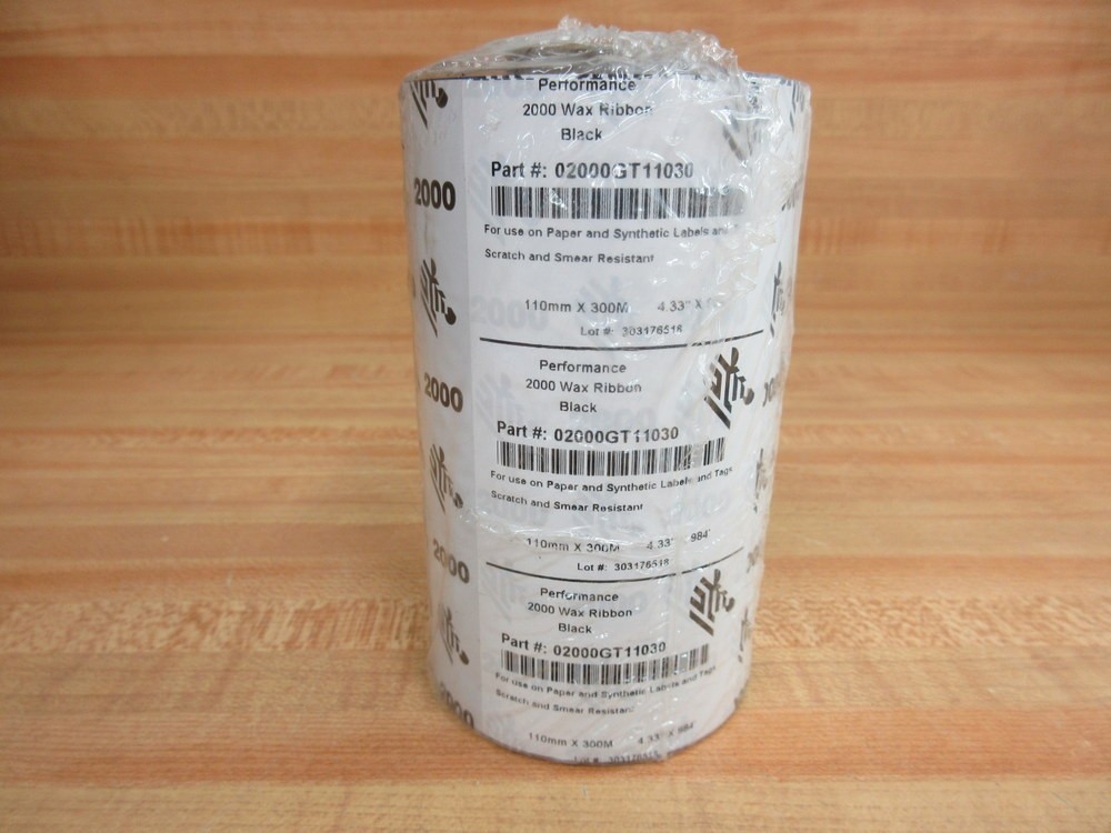 Zebra Performance 02000GT11030 Wax Ribbon (Pack of 3)