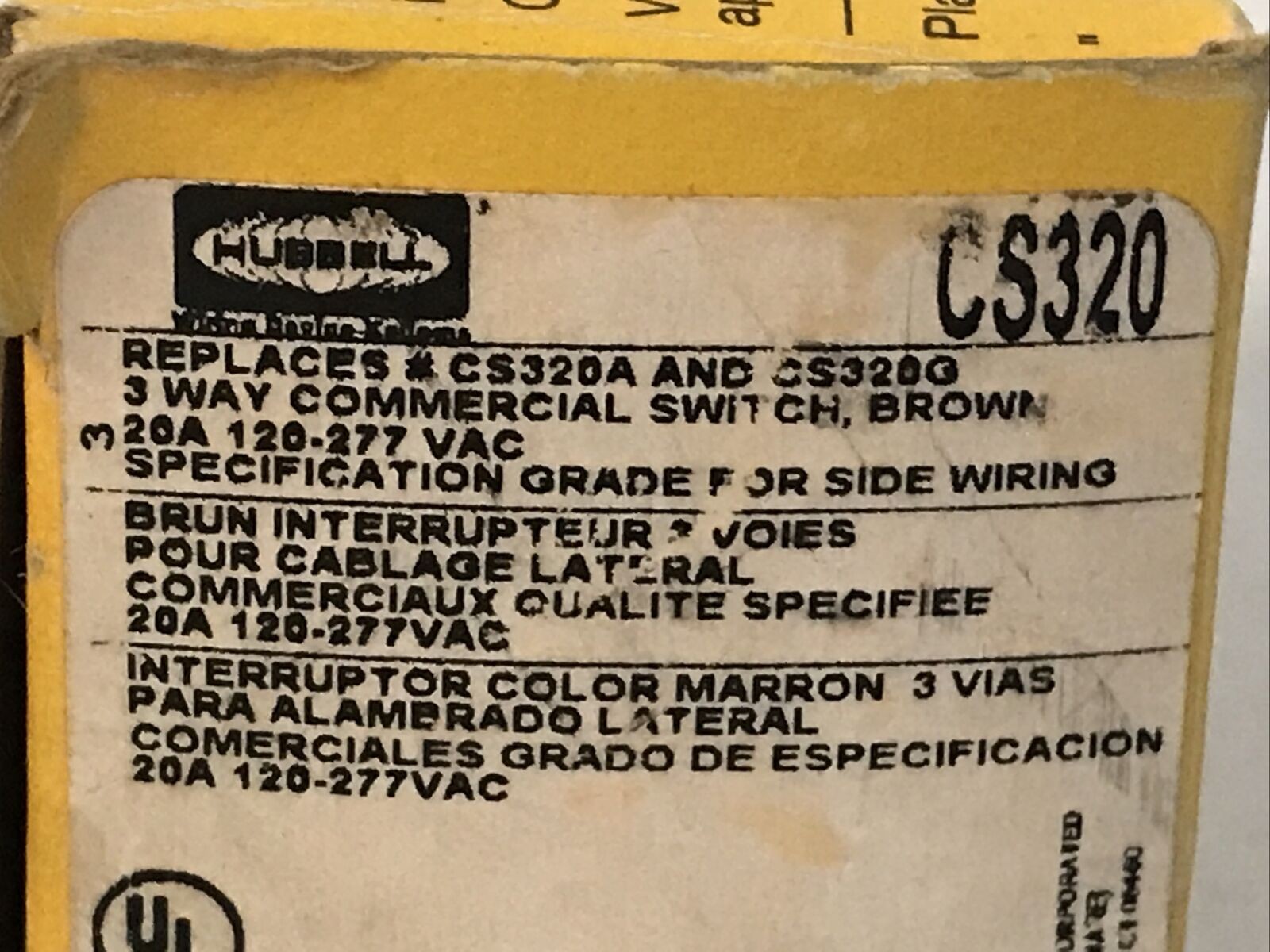 Hubbell CS320 Brown 3 Way Toggle Switch 20 Amp 120/277 VAC Spec Grade