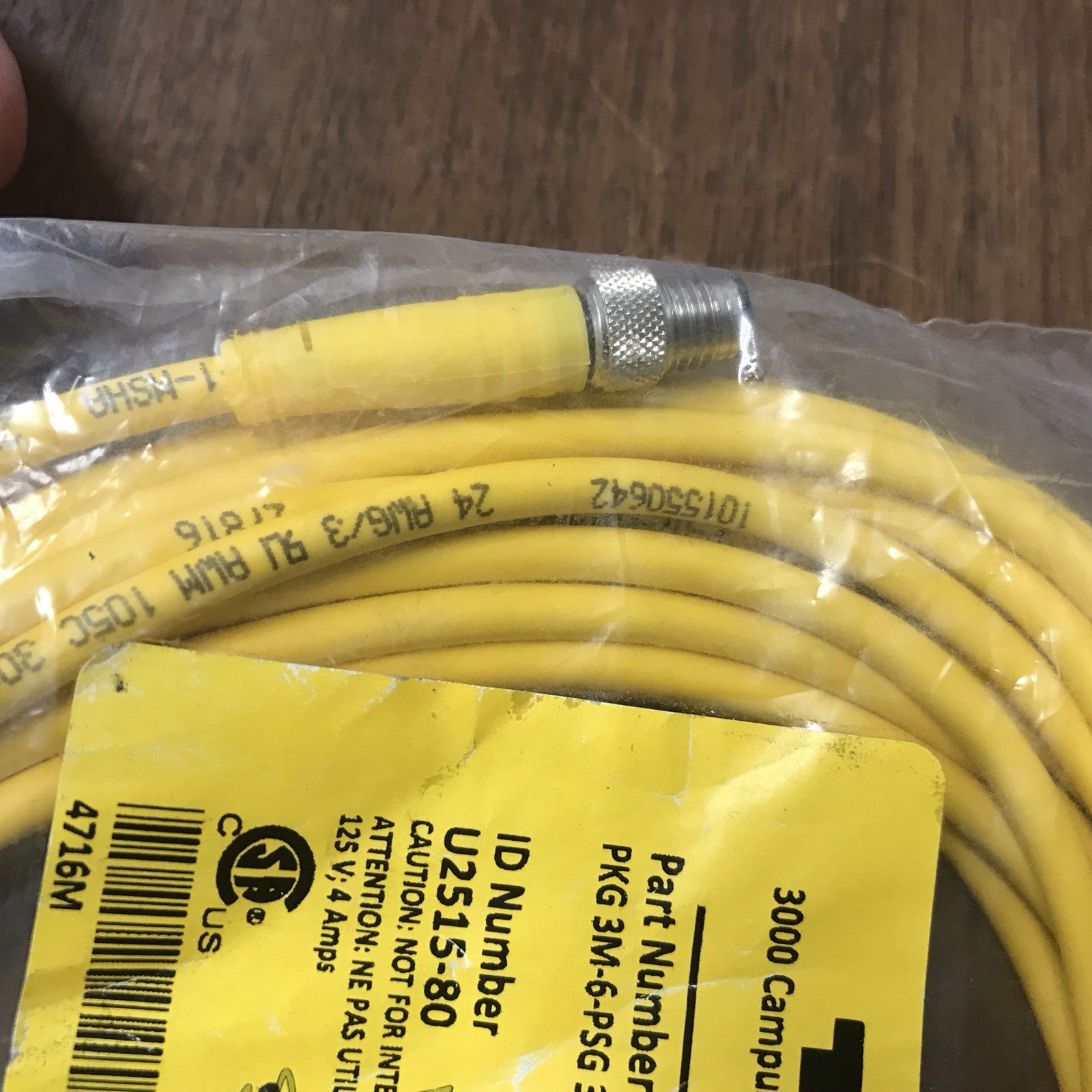 NEW TURCK PKG 3M-6-PSG 3M CORDSET U2515-80 PKG3M6PSG3M 125v 4 Amps