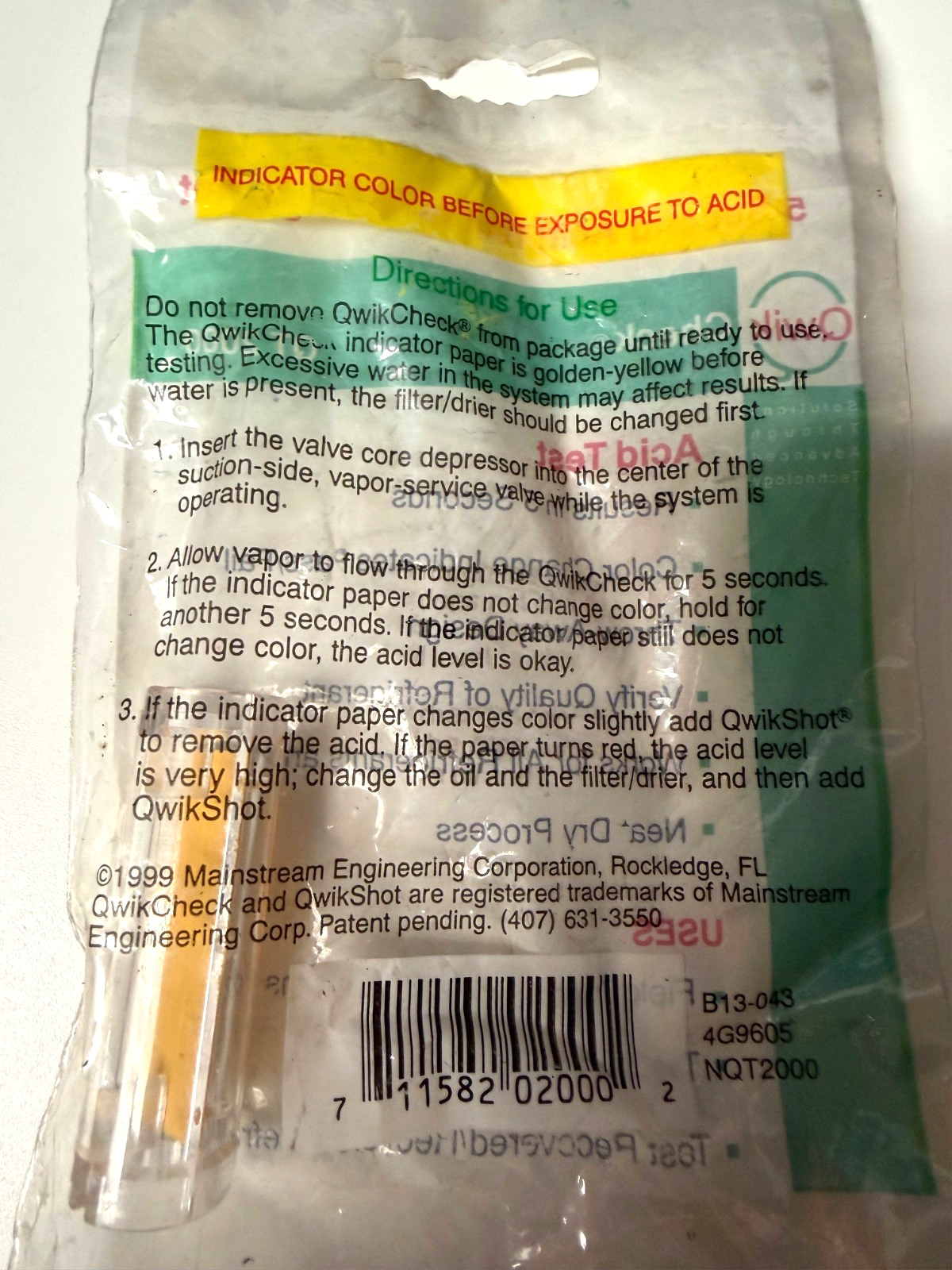 QT2000 Qwik-Check 2 Second Acid Test Kit Quick-Check for Refrigerants/Oils 🔥