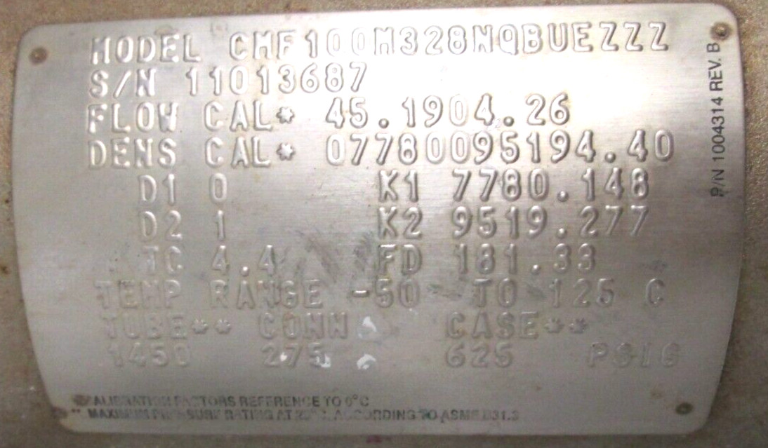 MICRO MOTION, 1″ RF 150#, CMF100M328NQBUEZZZ, W/ 700 PROCESSOR, USED