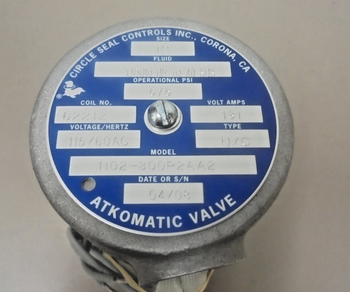 1102-300P2AA2 Solenoid Valve 1000 Series Atkomatic Valve 1/4″ NPT