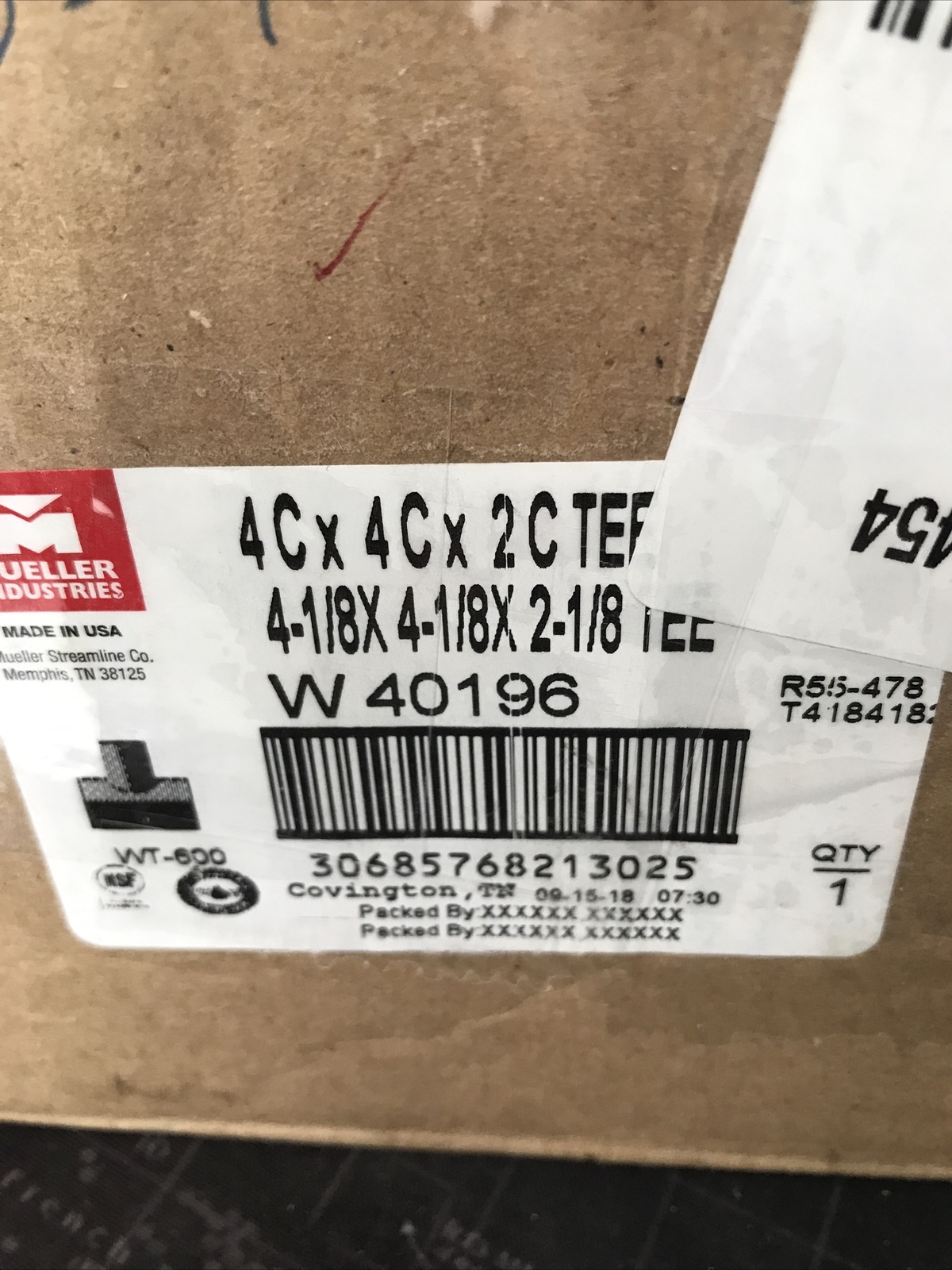 NEW Mueller Industries W040196 WT-600 4-1/8X4-1/8X2-1/8 Pressure Copper Tee