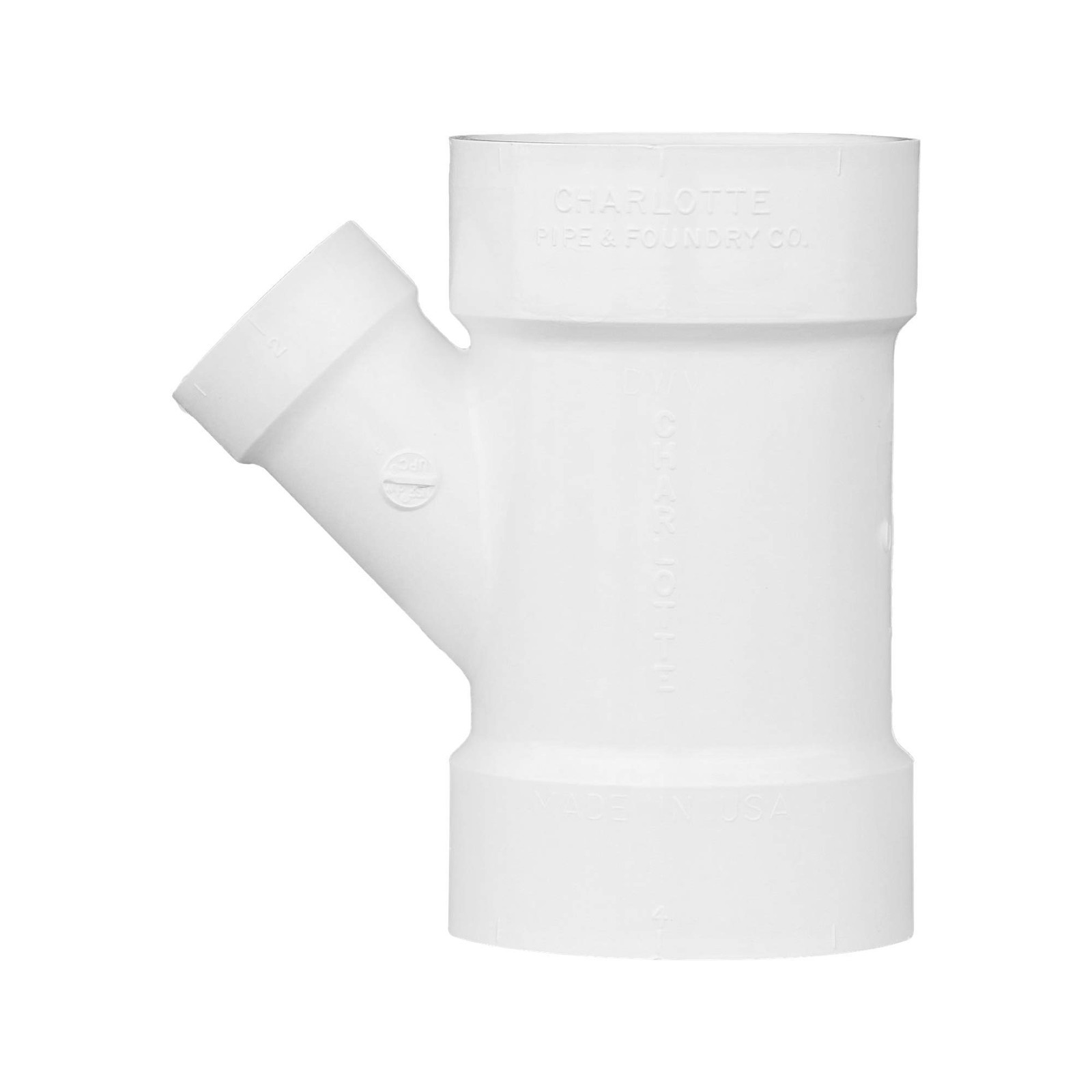 Charlotte Pipe 4x4x2 Inch White Hose Pipe Fitting for DWV Applications
