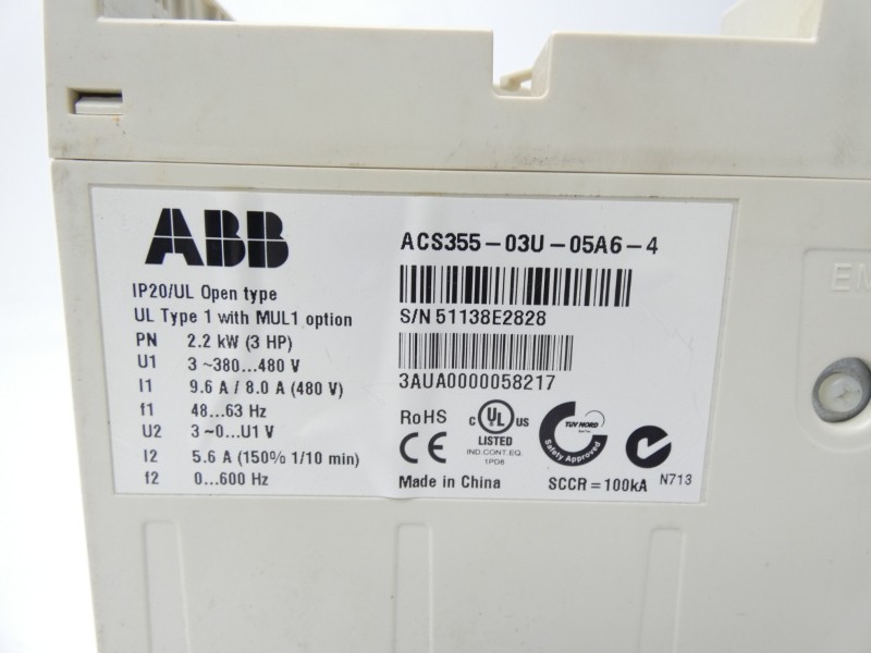 ABB ACS355-03U-05A6-4 380/480V 9.6/8A (AS PICTURED) UNMP