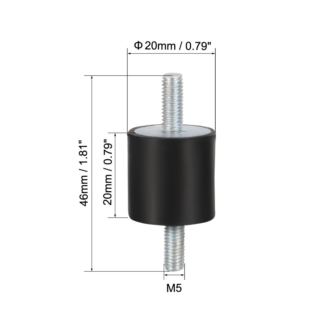 D20xH20mm Rubber Vibration Isolator Mounts Shock Absorber w M5x13mm Studs 4pcs