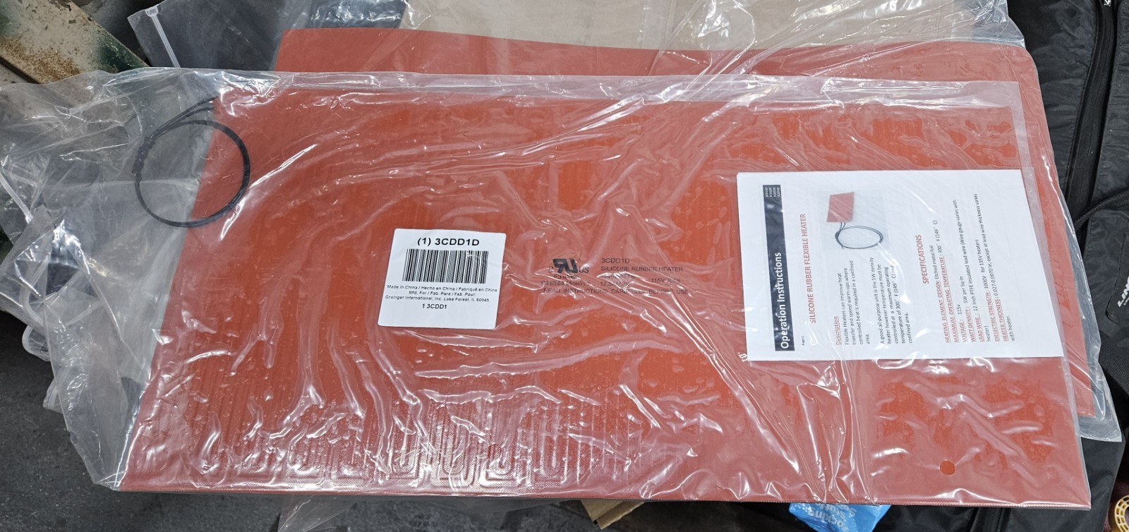 Grainger Slilicone Rubber Flexible Heater 3CDD1D New 12″x24″