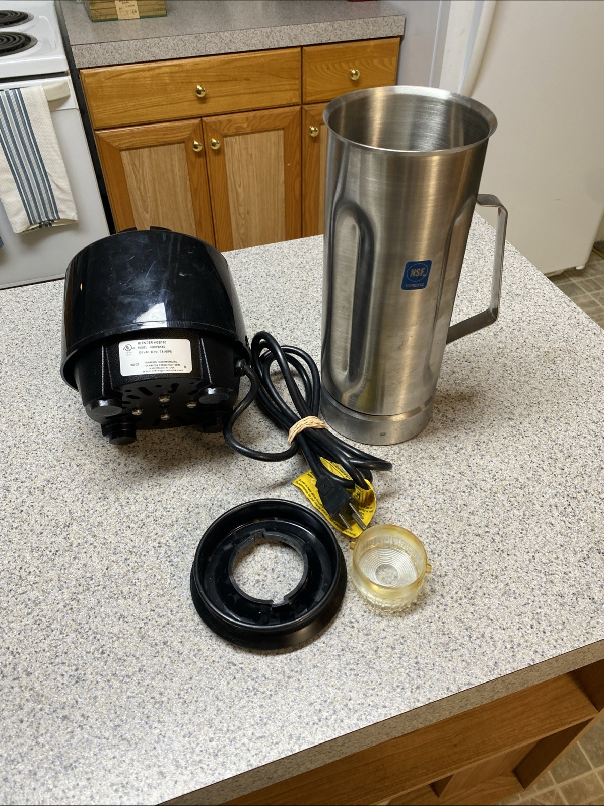 WARING COMMERCIAL BLENDER HGBPBKS6 HGB150 Metal Jar, Lid, Base Complete Vgc