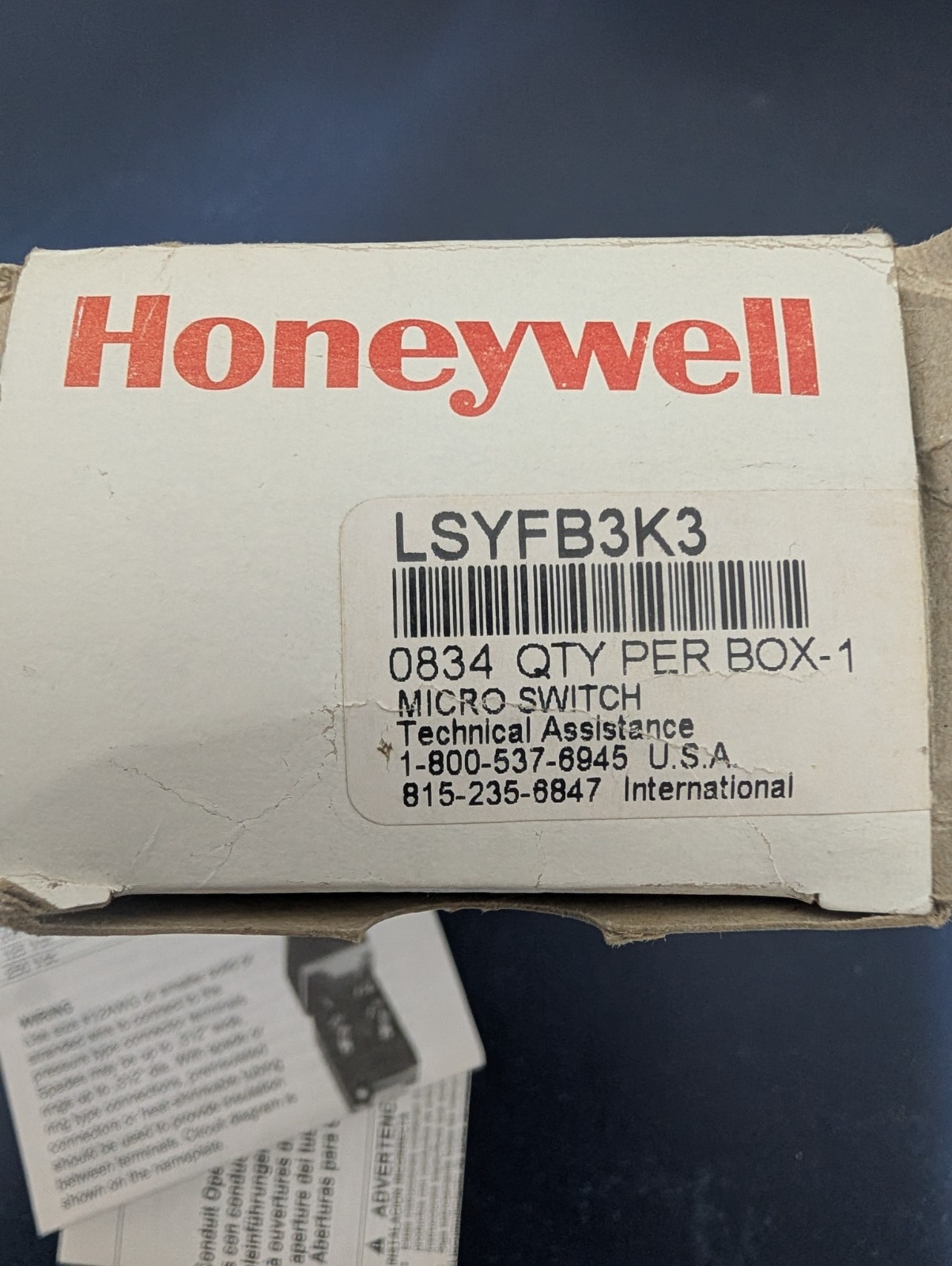 HONEYWELL LSYFB3K3 Micro Switch Brand New In Original Mfr Box With Original PPW