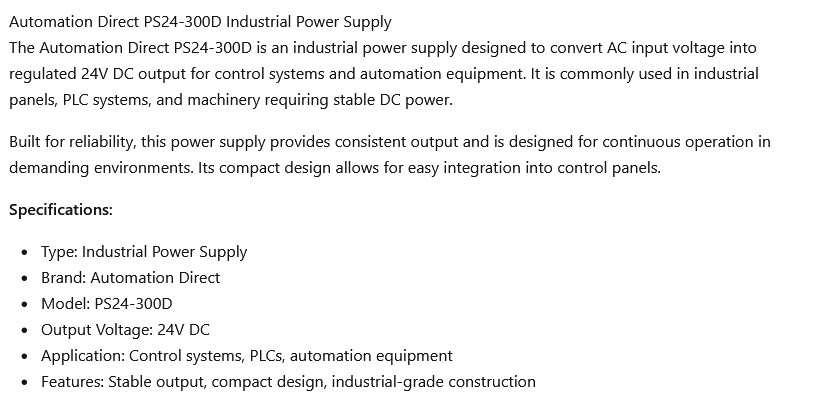 1 NEW AUTOMATION DIRECT PS24-300D INDUSTRIAL POWER SUPPLY NIB ***MAKE OFFER***
