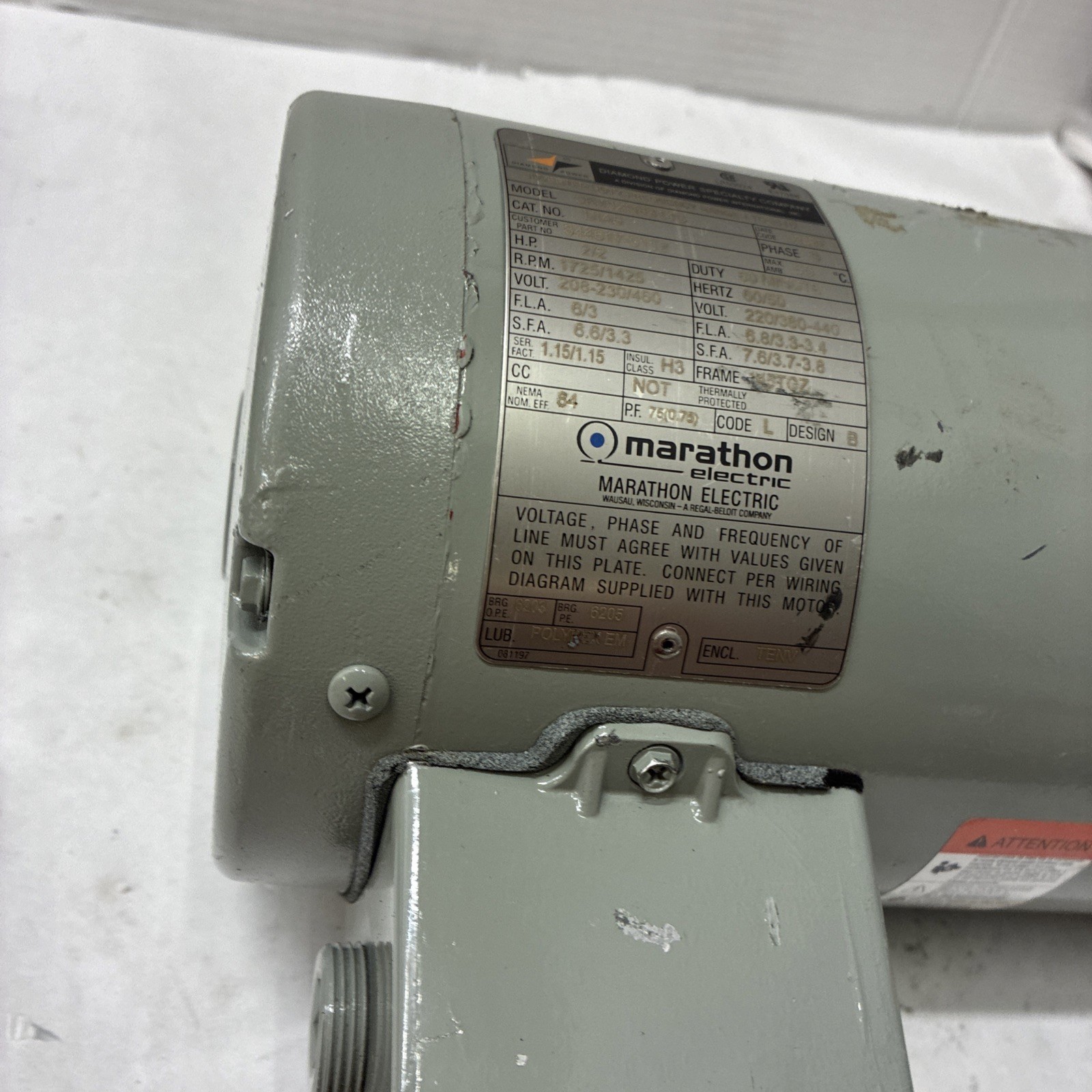 MARATHON ELECTRIC 2HP 208-230/460V MOTOR 5K49ZN8314C