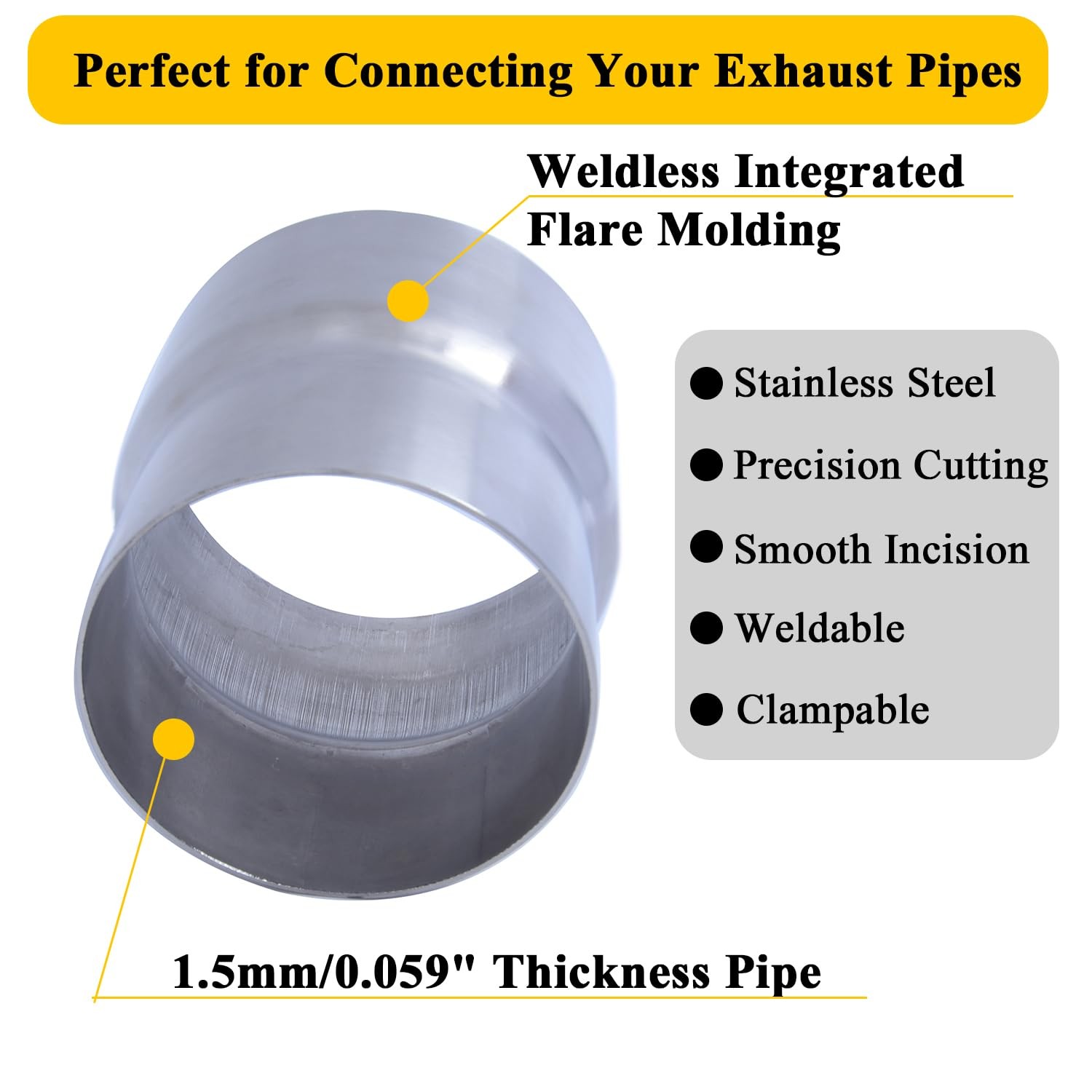 Universal Stainless Steel ID 3 Inch To OD 3.5 Inch Exhaust Adapter Reducer
