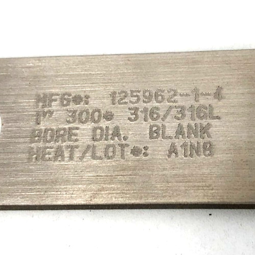 New Mac-Weld 125962-1-4 Orifice Plate Paddle 1″ 300# 316/316L Blank Bore No Box