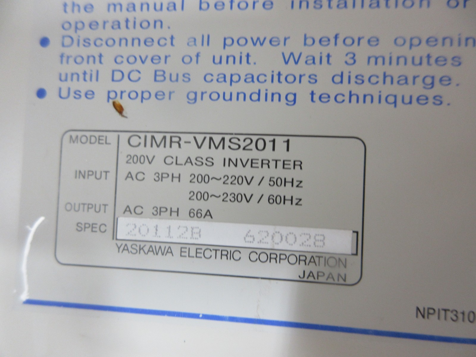 YASKAWA 626VM3 CIMR-VMS2011 AVR000379 YPHT31119-1A YPHT11014-1B YPCT21092-1-4