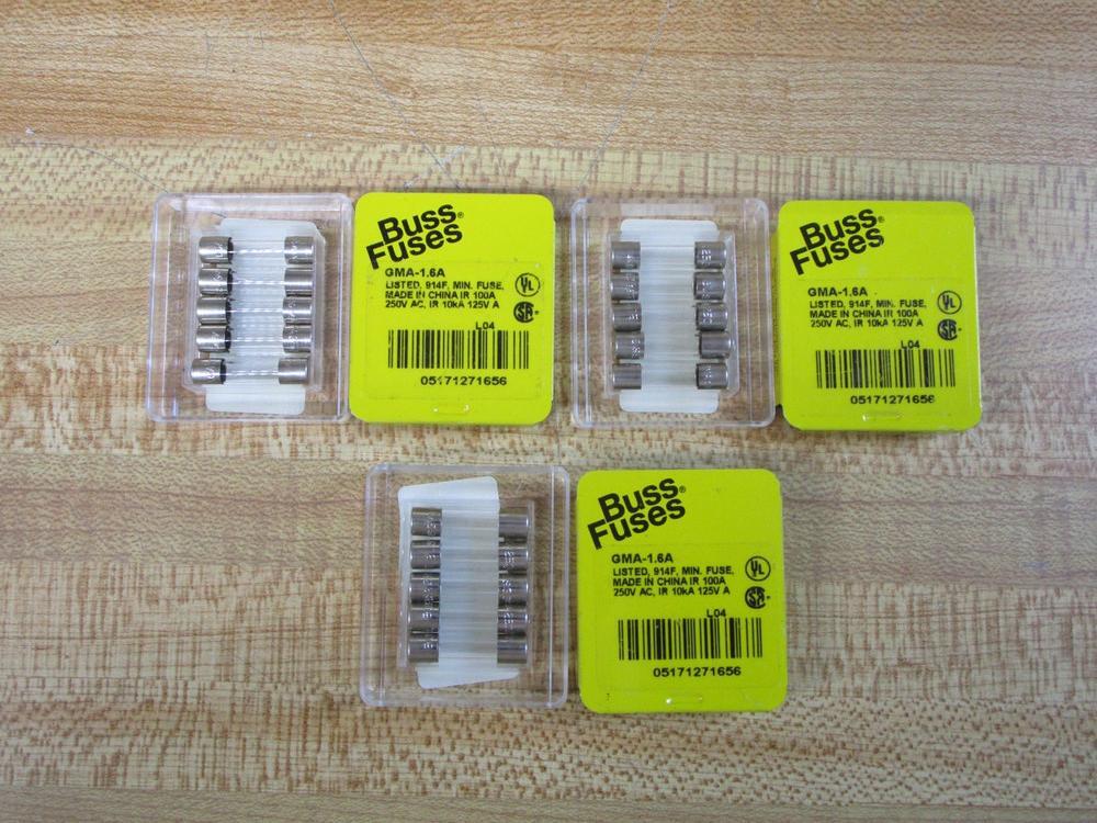 Buss GMA-1.6A Bussmann Fuse Cross Ref 6F100 Fine Wire Element (Pack of 15)