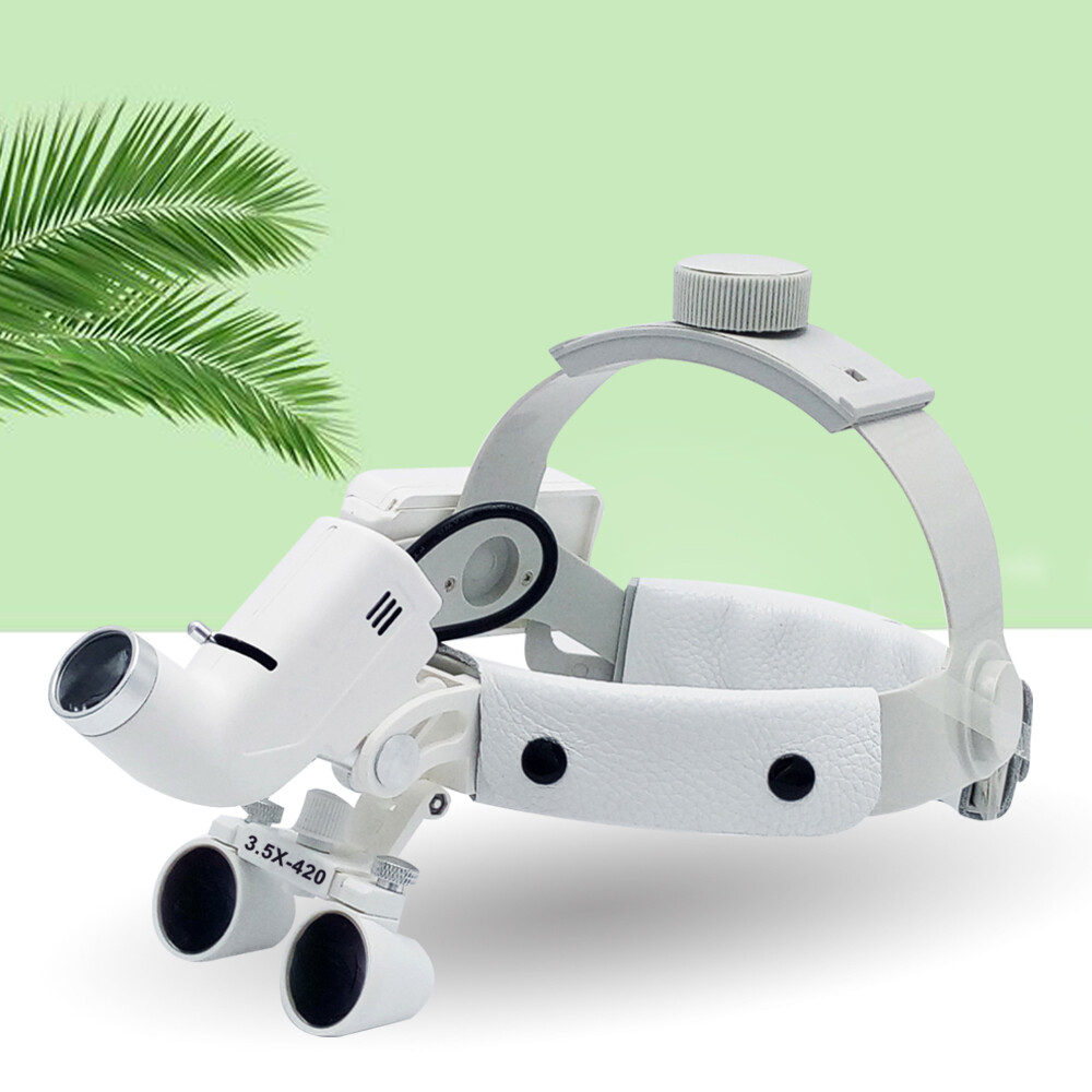 Medical Surgical Dental 3.5X Binocular Loupes Magnifier Headband w/LED Headlight