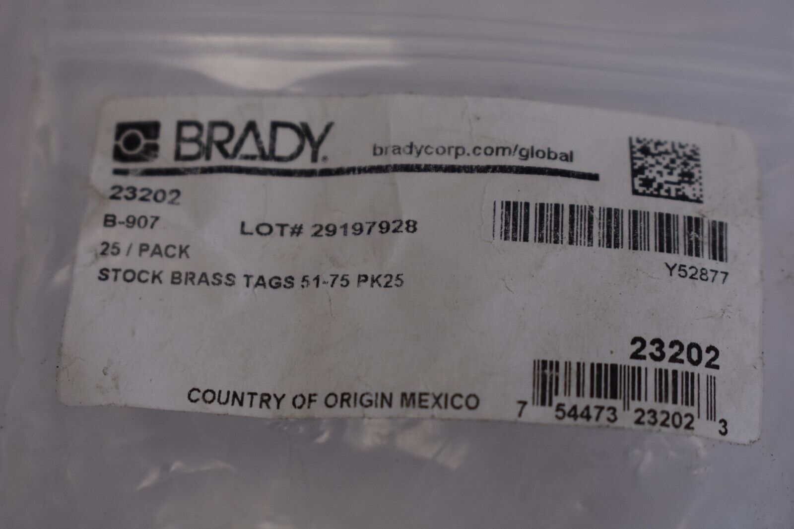 BRADY 23202 Numbered Tag Stamped Black on Brass 1-1/2″ Circle 051-075 25 Pack