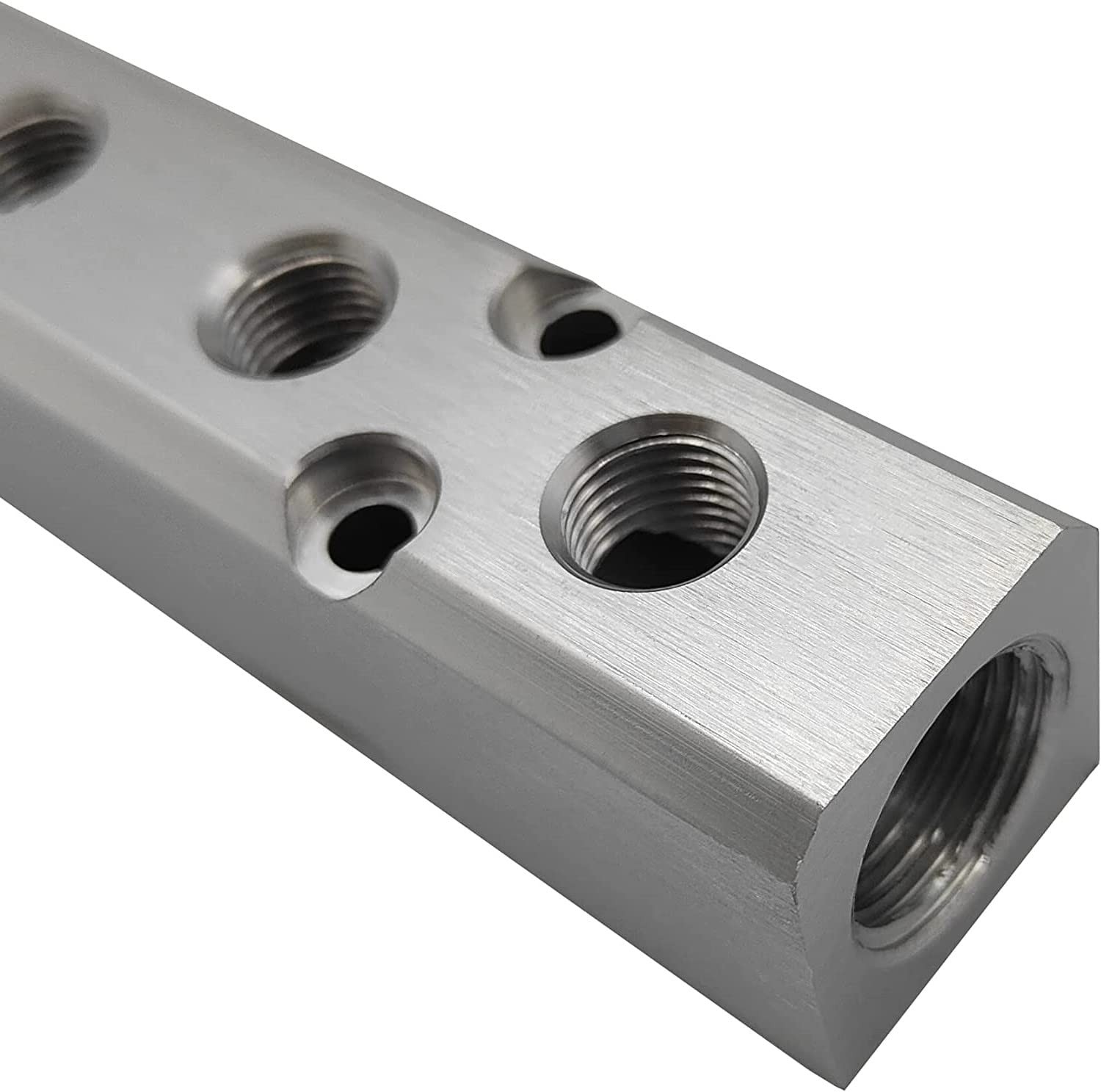 10 Way Pneumatic Manifold Air Distribution Block Aluminum G1/2 G1/4 Ports