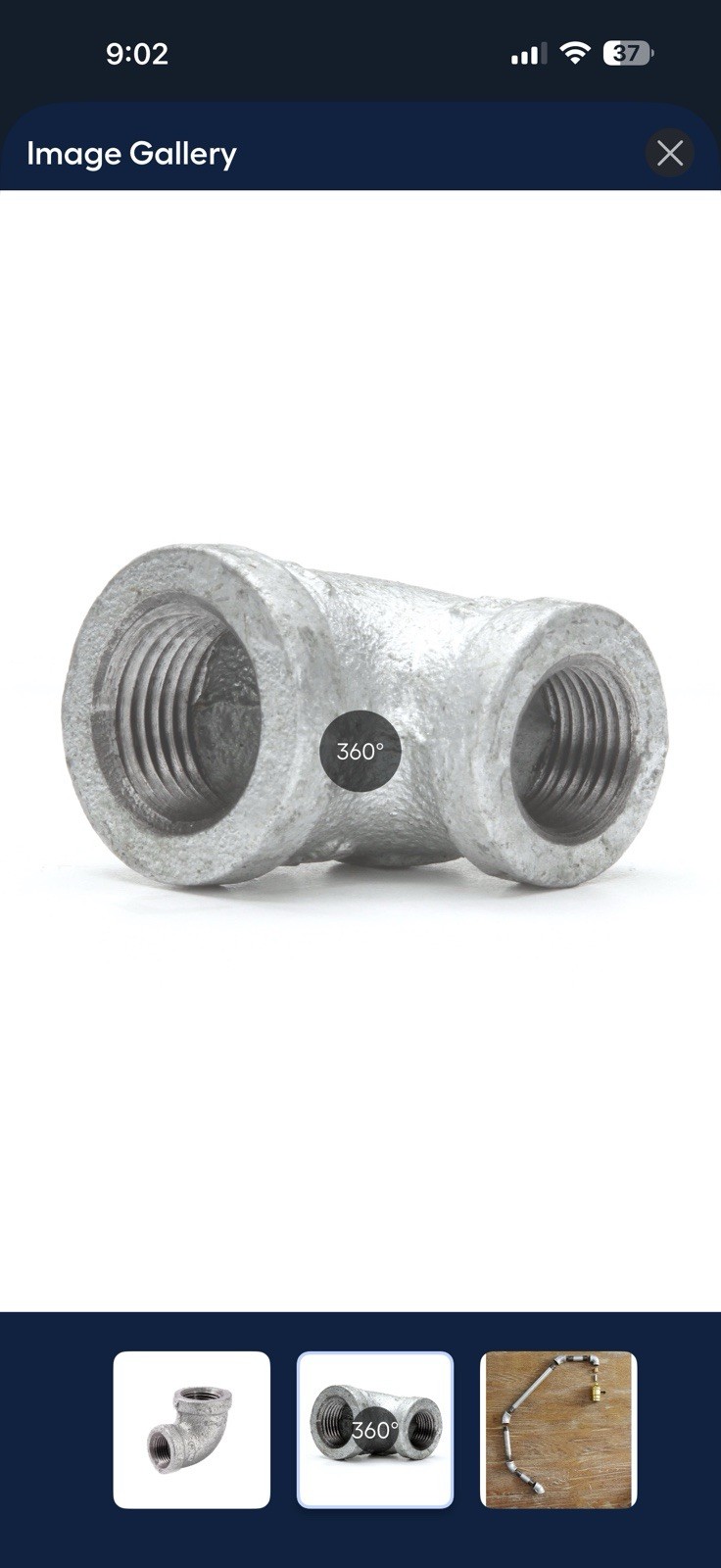 9X ProLine RB 1/2″ x 3/8″ Galvanized Iron Female Threaded 90 Degree Elbow