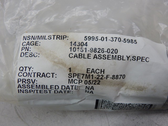 Harris 10181-9826-020, 5995013705985, MRAP Cable Assembly, 20’Long