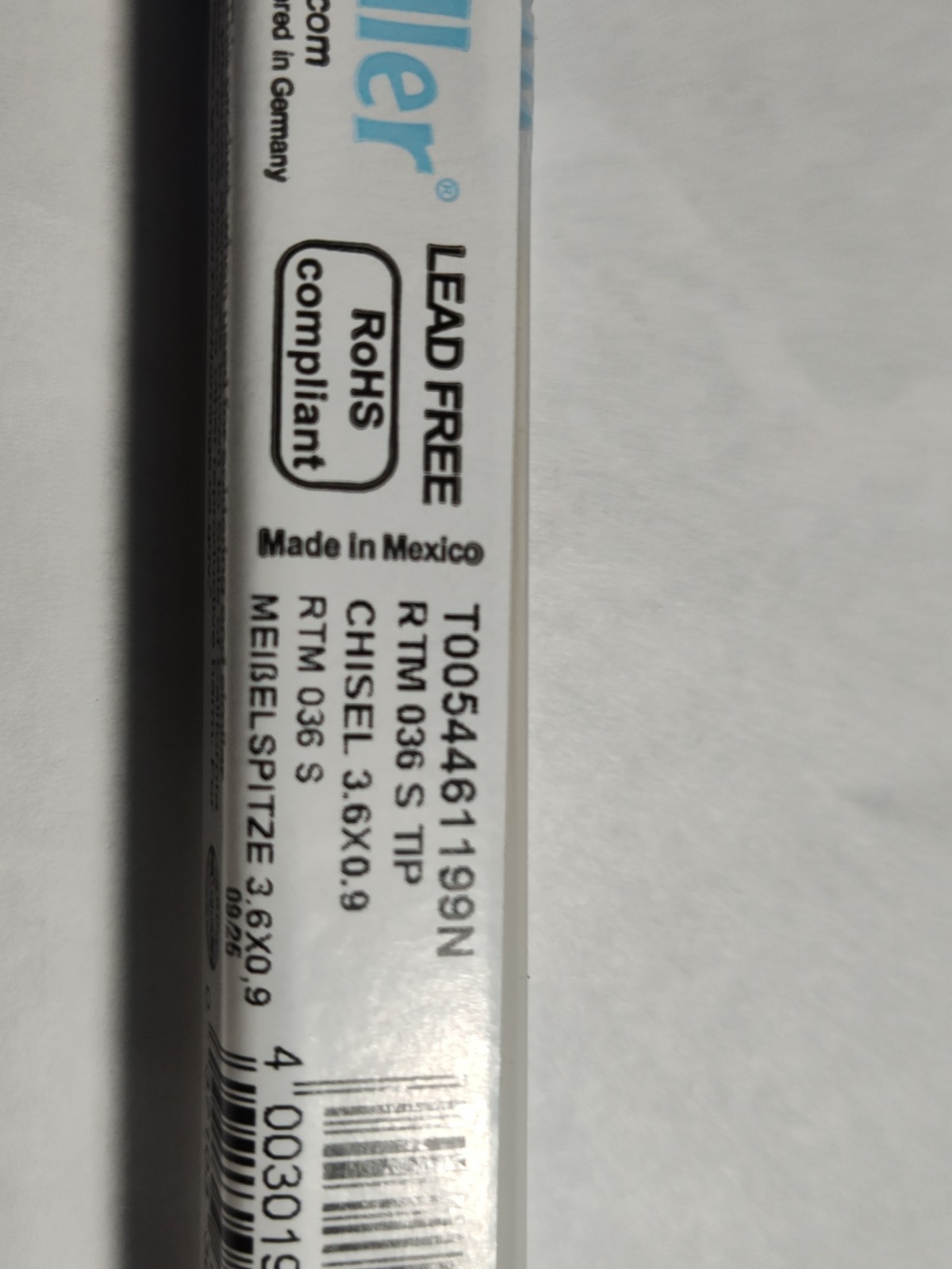 Weller RTM 036 S (T0054461199N) RT Micro Tip, Chisel, 3.6mm