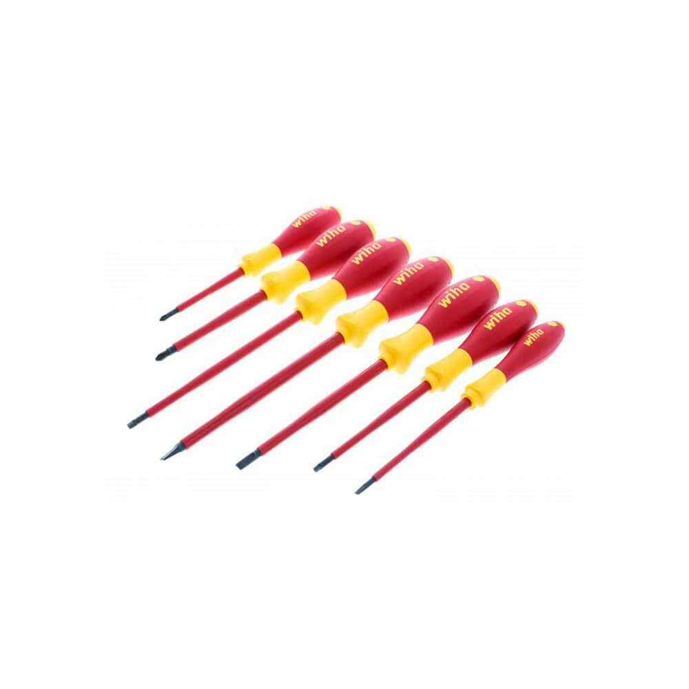 Wiha 32097 Screwdriver Set: 7 Pc, Insulated Slotted & Phillips Includes Sheath