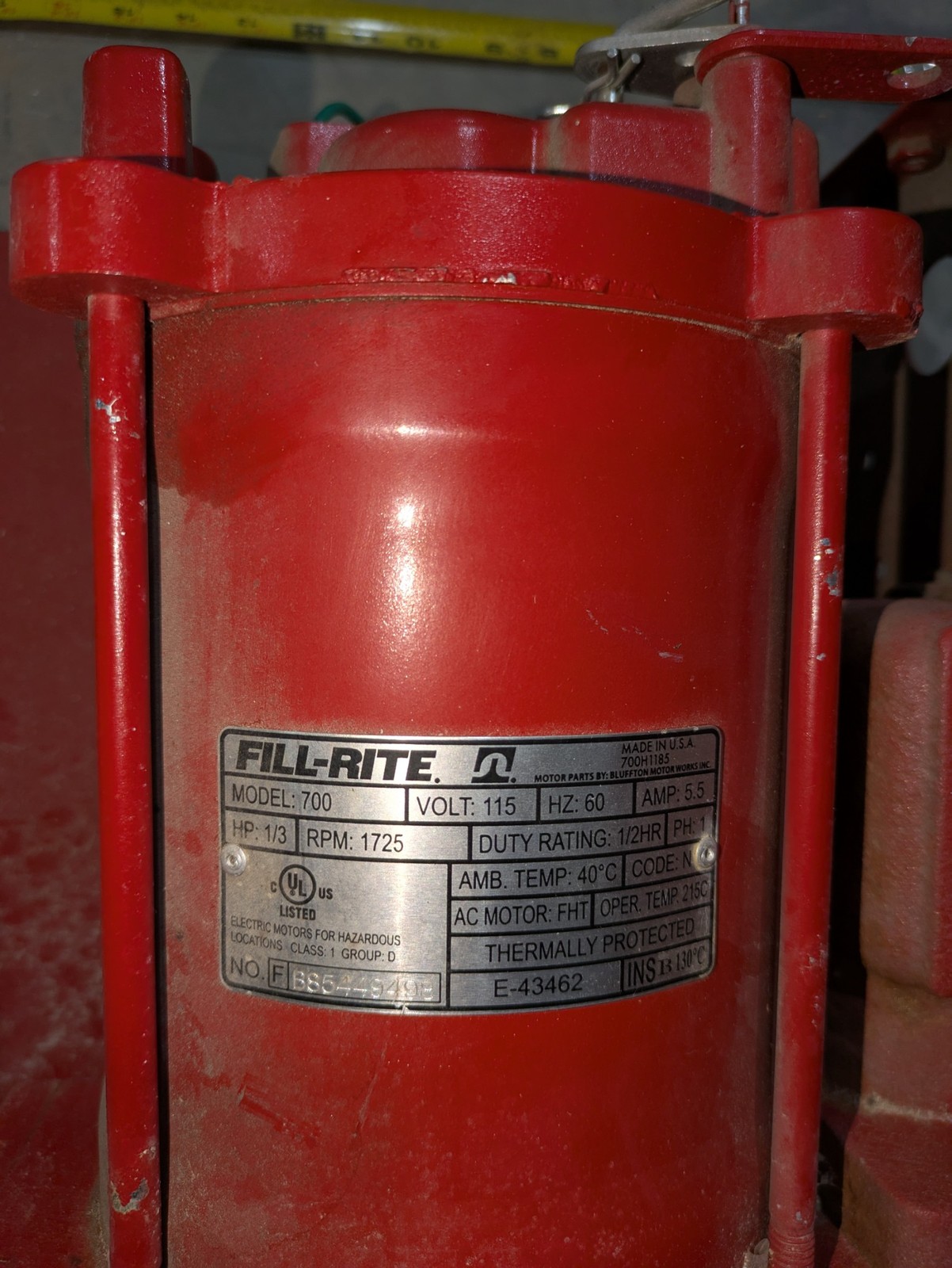FILL-RITE FR702VR 115VAC 60HZ 6A FUEL PUMP