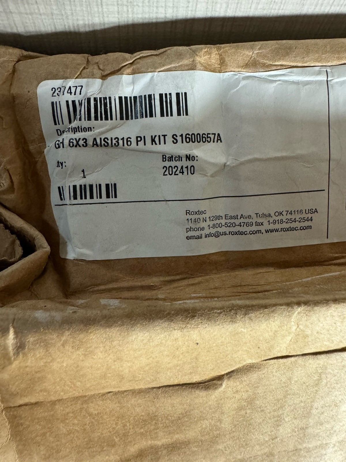 ROXTEC GH 6X3 AISI316 PI KIT S1600657A PIPE/CABLE SEALING KIT, NEW-OPEN BOX