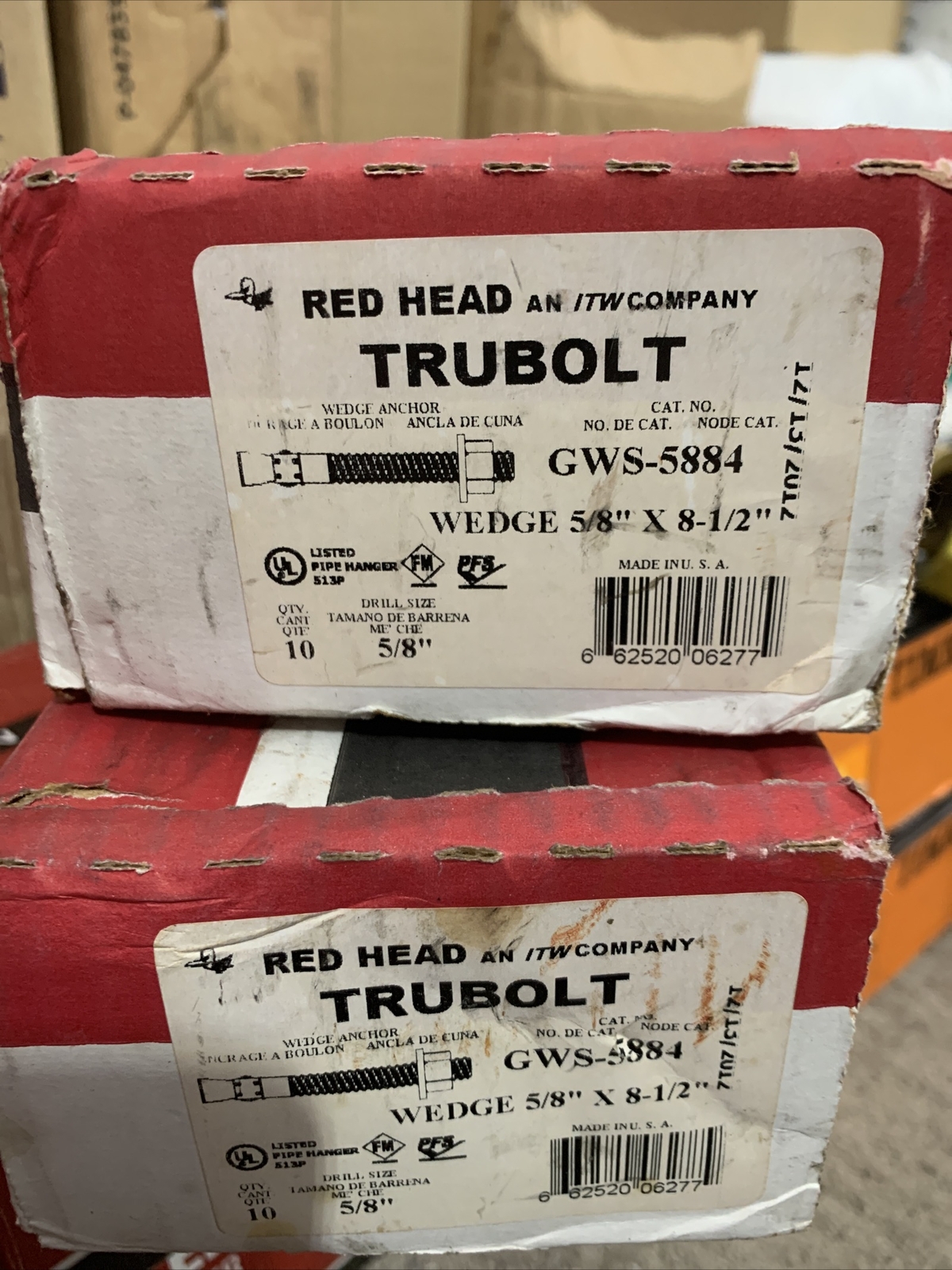 RED HEAD GWS-5884 TRUEBOLT WEDGE ANCHOR (2 Boxes Please See Pics!)