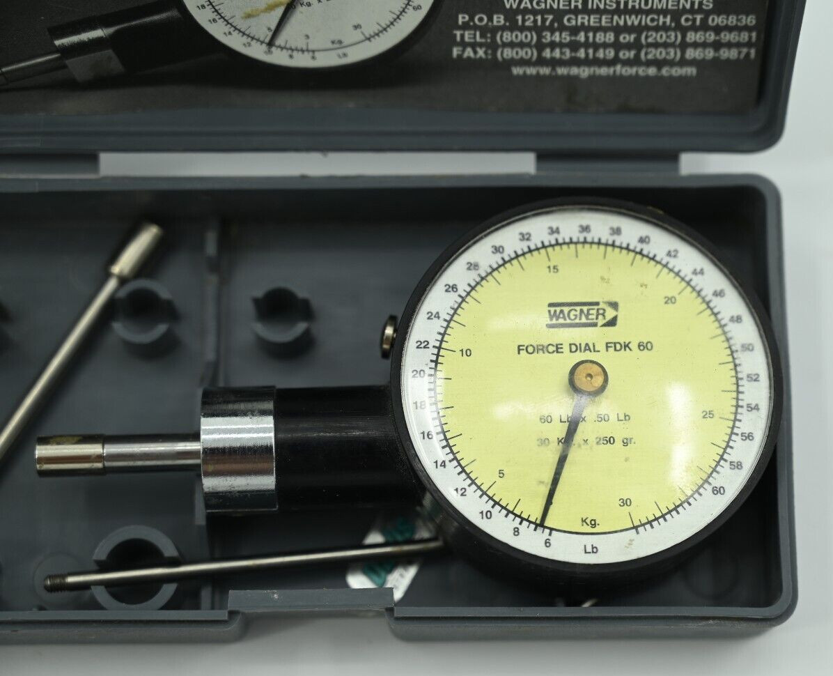 Wagner Instruments Push Force Dial  60 lb x .50 lb FDK 60 with Case