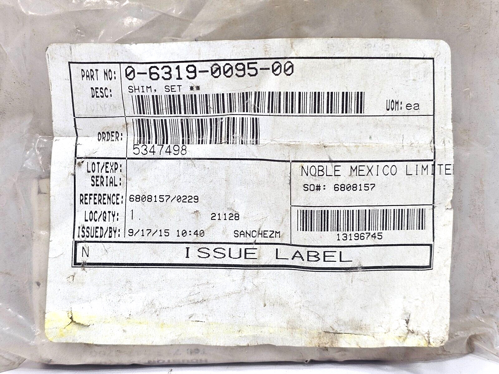 0-6319-0095-00 SHIM SET NOV-VARCO
